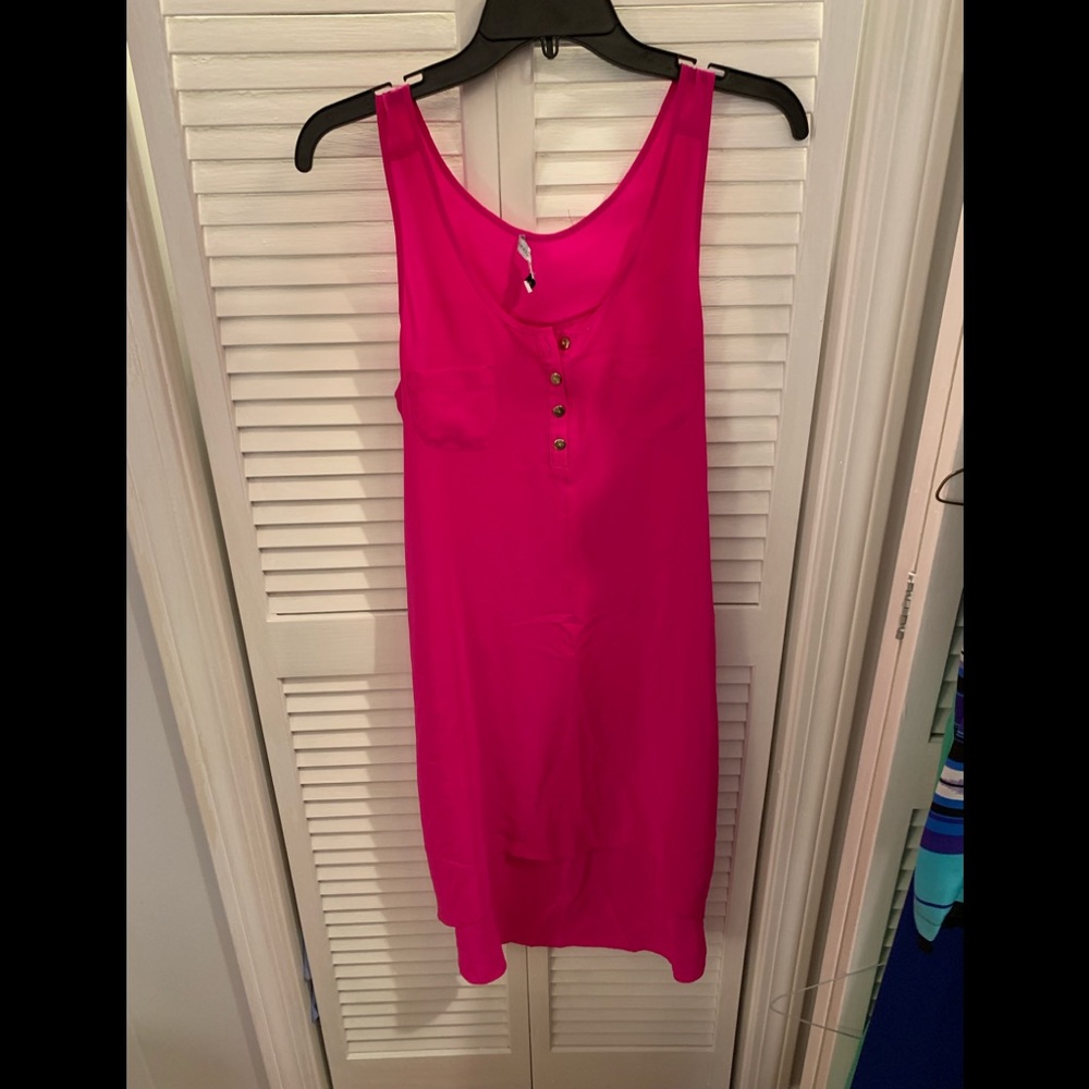 Amanda Uprichard hot pink high low silk dress